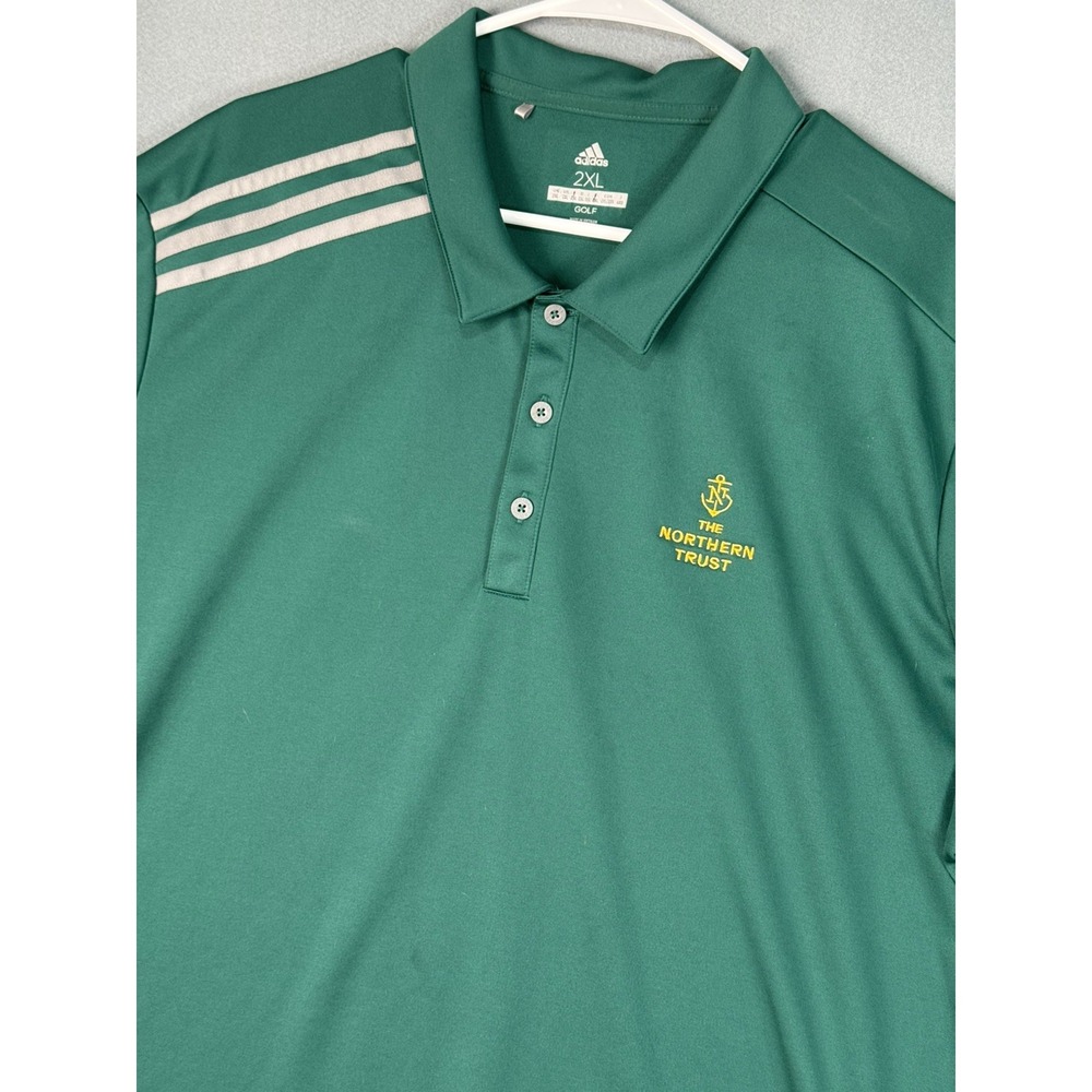 Adidas Golf Polo Mens 2XL Green The Northern Trust Embroidered 3 Stripe Shirt
